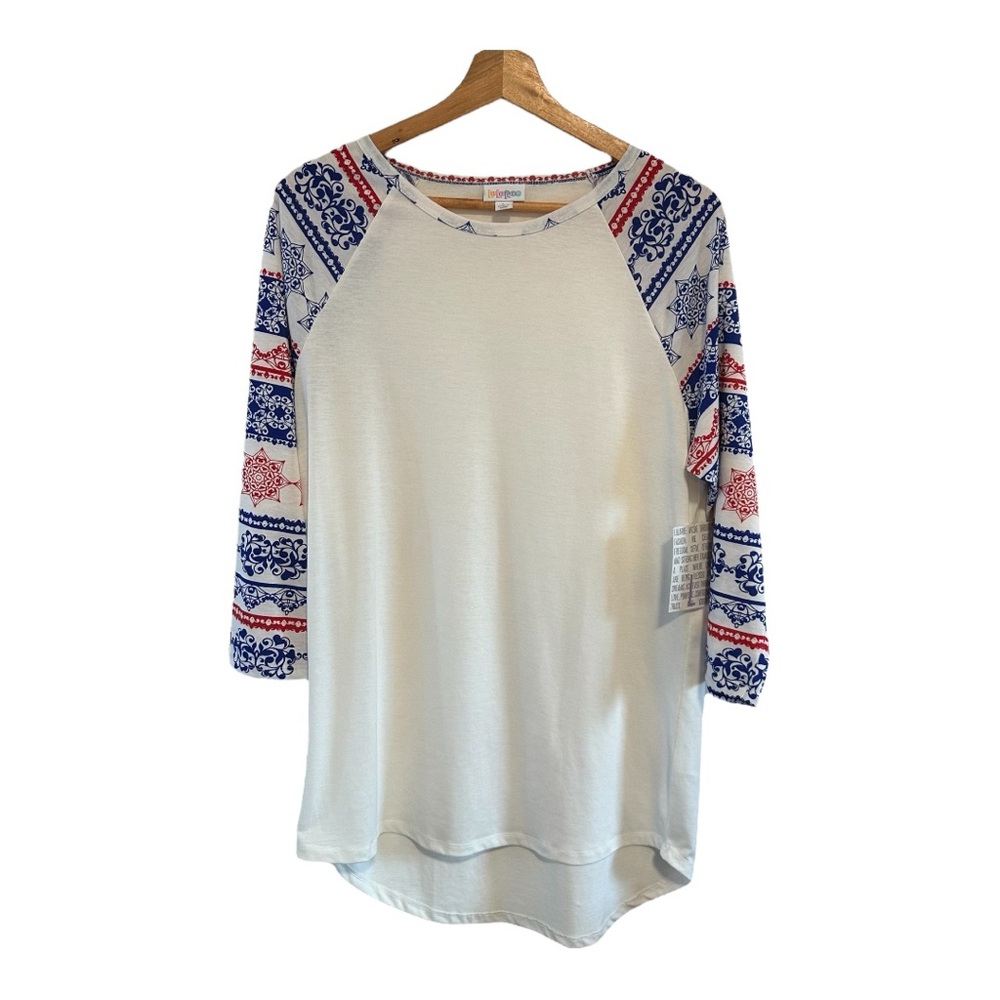 NWT LuLaRoe Randy Women's Americana Red, White, & Blue Top Size Large